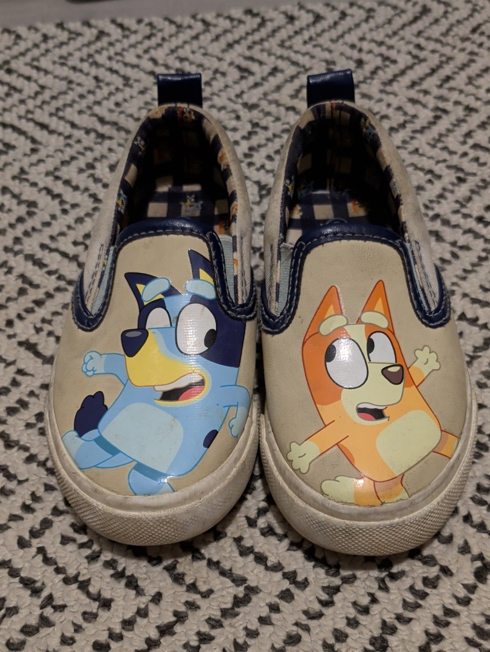 Kids Slip-On Cartoon Sneakers in Beige, Blue and Orange